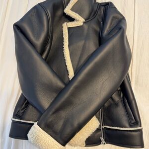 OshKosh B'gosh Black Leather Jacket with Cream Accents